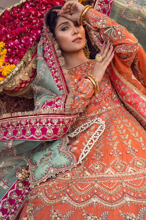 Premium Raw Silk Pakistani Bridal Dress In Lehenga Skirt With Choli And Dupatta Style